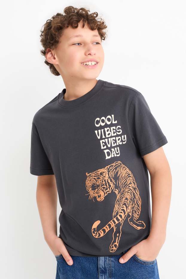 Enfants garçons - Tigre - T-shirt - gris foncé