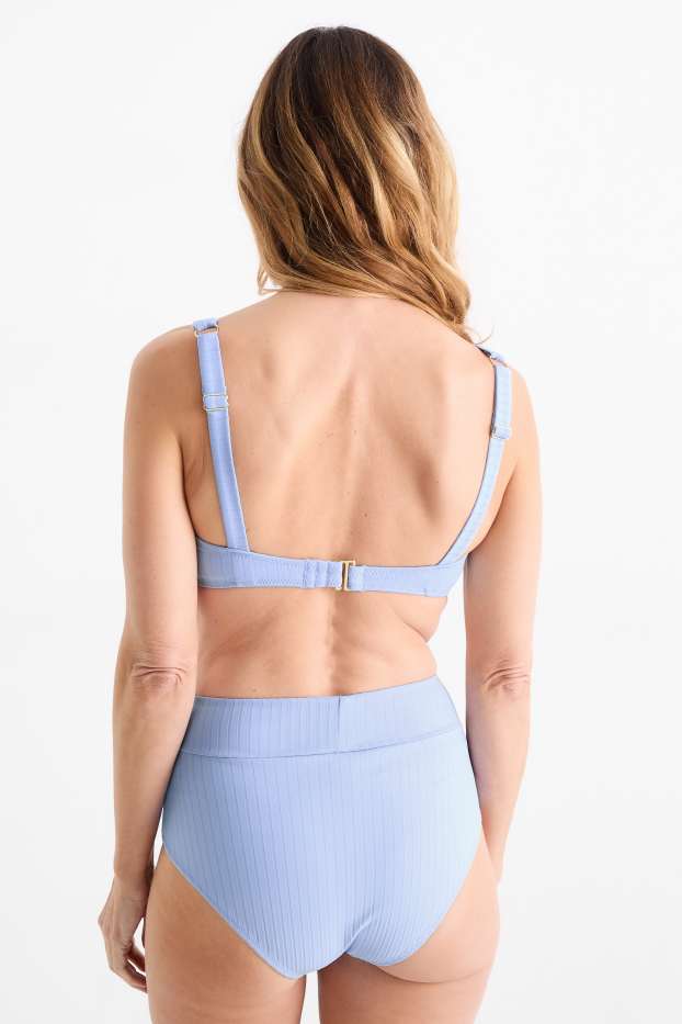 Women - Bikini bottoms - high waist - LYCRA® XTRA LIFE™ - ribbed - light blue