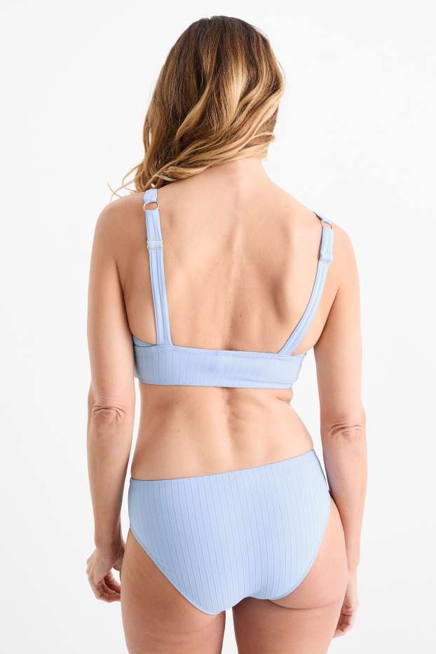 Women - Bikini bottoms - mid-rise waist - LYCRA® XTRA LIFE™ - ribbed - light blue