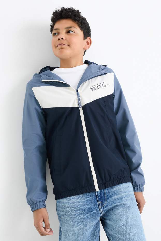 Enfants garçons - Veste à capuche - finition déperlante - bleu