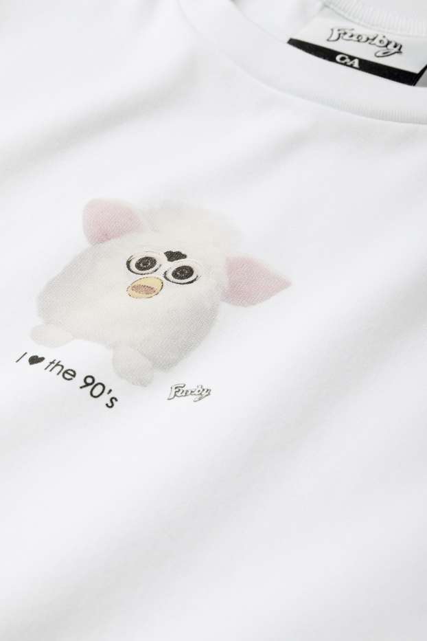 Femei - Tricou crop - Furby - alb
