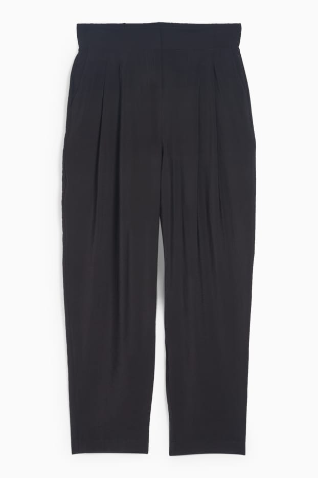 Damen - Business-Hose - High Waist - Loose Fit - schwarz