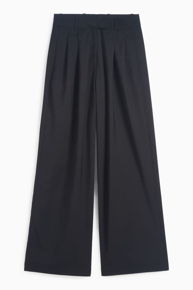 Damen - Business-Hose - High Waist - Relaxed Fit - schwarz