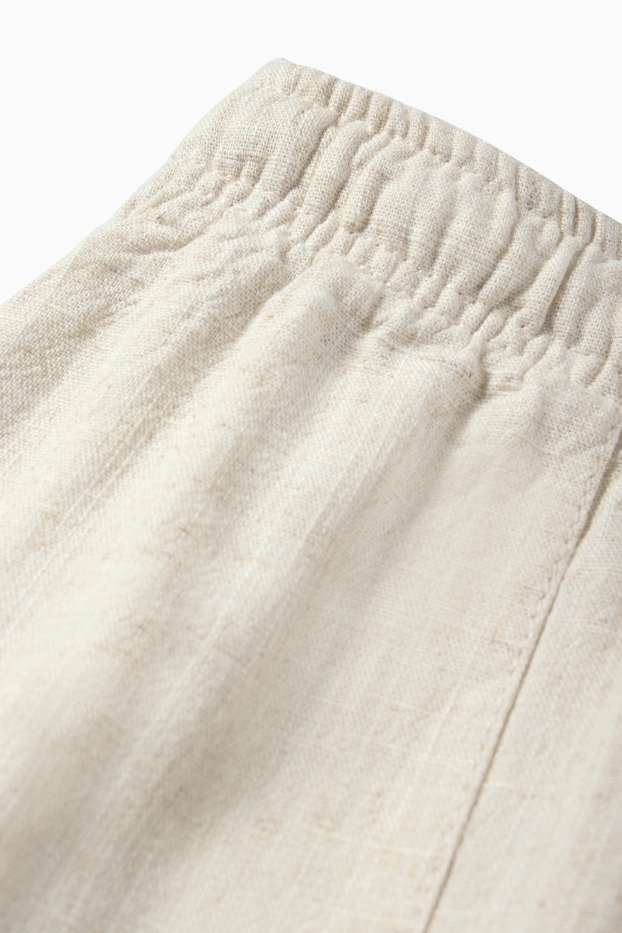 Dona - Pantalons curts amb component de lli - mid waist - beix clar