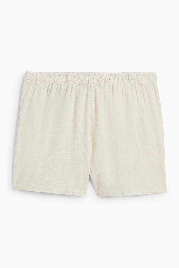 Dona - Pantalons curts amb component de lli - mid waist - beix clar