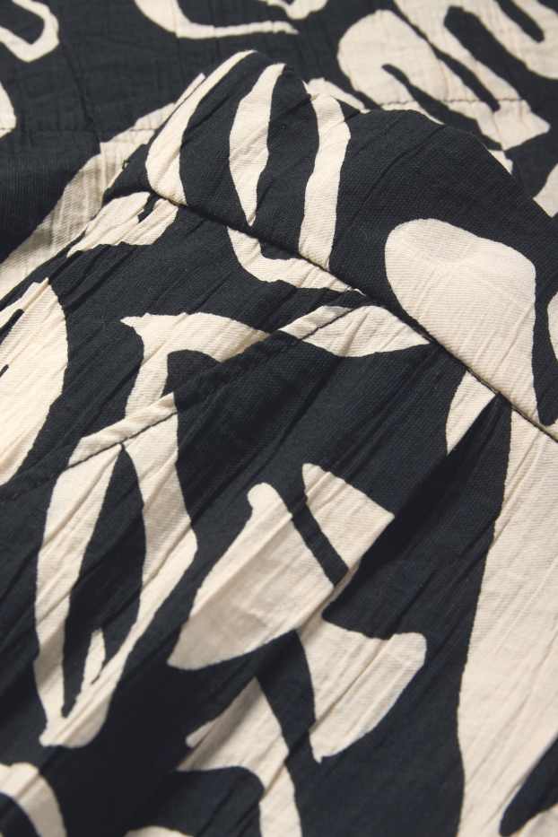 Dámské - Bermudy - high waist - se vzorem - strukturované - černá/béžová