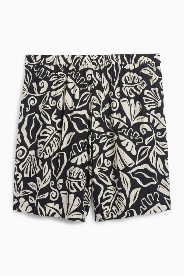 Dámské - Bermudy - high waist - se vzorem - strukturované - černá/béžová