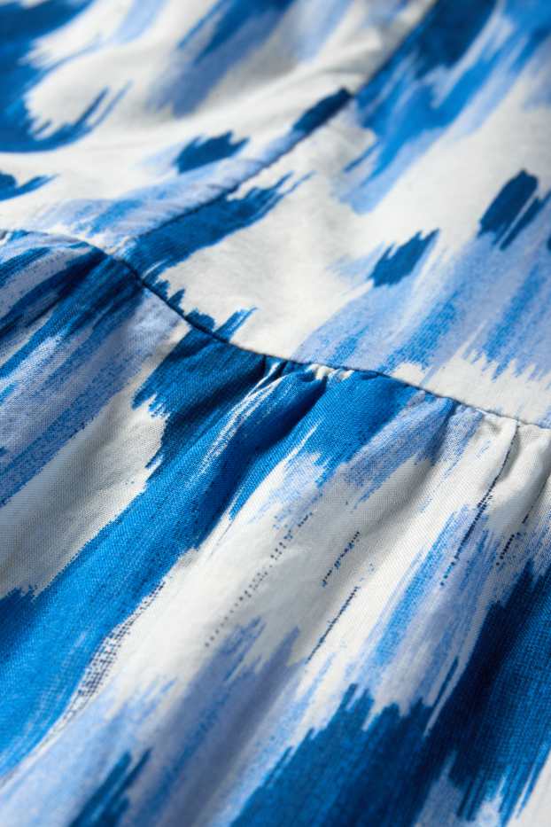 Damen - A-Linien Kleid - gemustert - weiß / blau