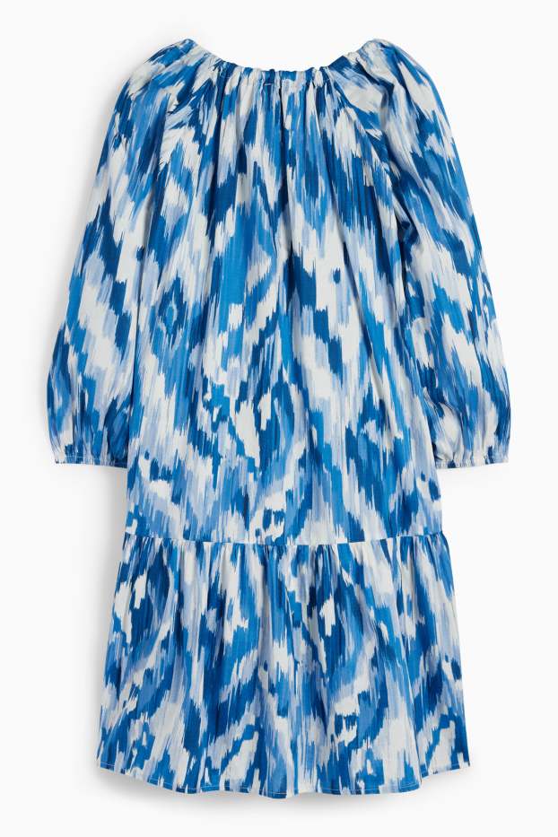 Damen - A-Linien Kleid - gemustert - weiß / blau