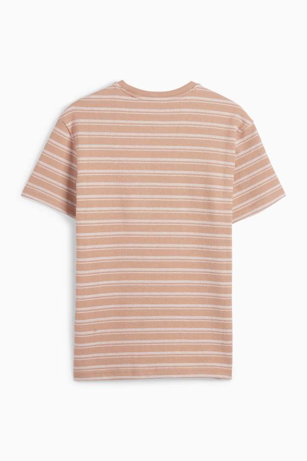 Kinder Buben - BMX - Kurzarmshirt - gestreift - strukturiert - braun