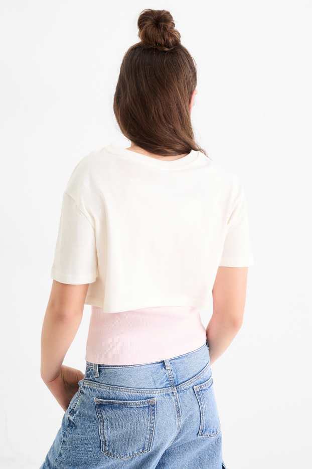 Enfants filles - Cinnamoroll - ensemble - T-shirt et top - 2 pièces - blanc / rose