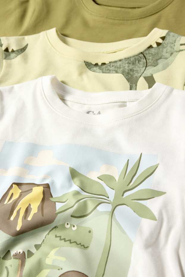 Bambini - Confezione da 3 - dinosauro - maglia a maniche corte - bianco