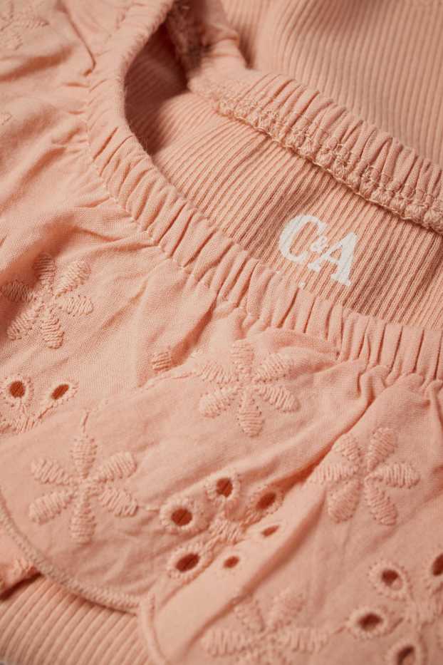 Nadó nena - Top per a nadó - brodat anglès - acanalat - taronja