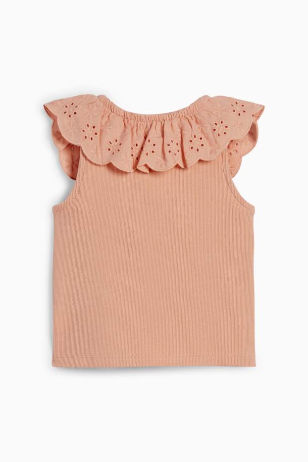 Nadó nena - Top per a nadó - brodat anglès - acanalat - taronja