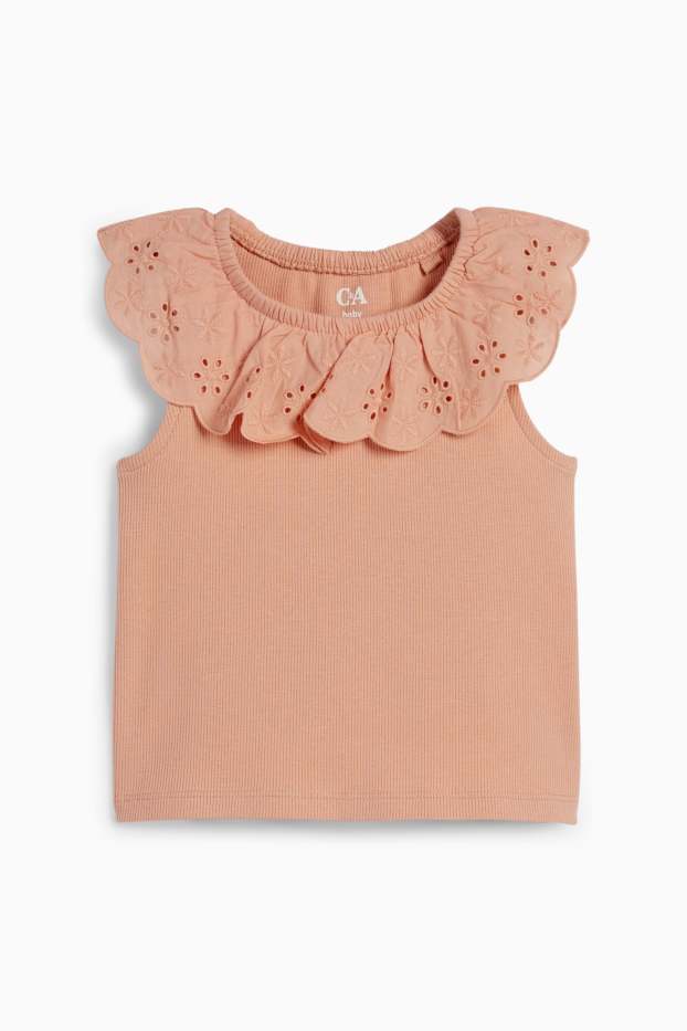 Nadó nena - Top per a nadó - brodat anglès - acanalat - taronja