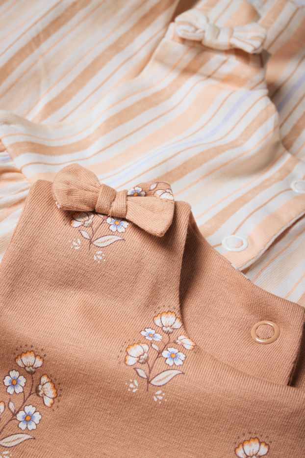 Bébés filles - Lot de 2 - petites fleurs - robe bébé - beige