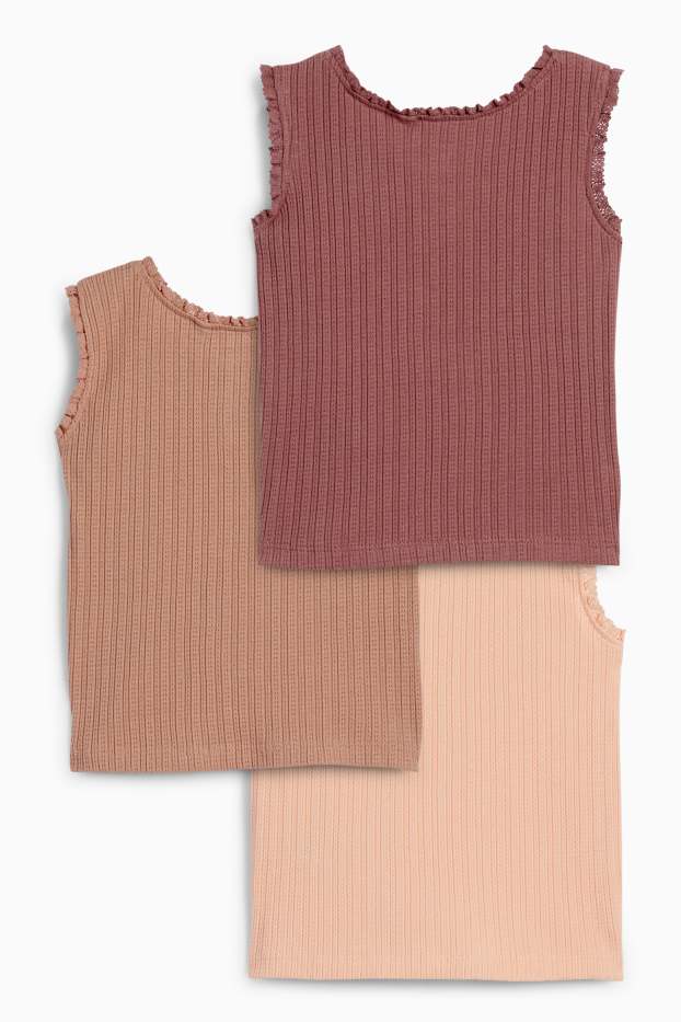 Nadó nena - Paquet de 3 - top per a nadó - acanalat - marró