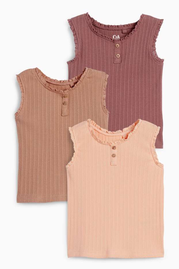 Nadó nena - Paquet de 3 - top per a nadó - acanalat - marró