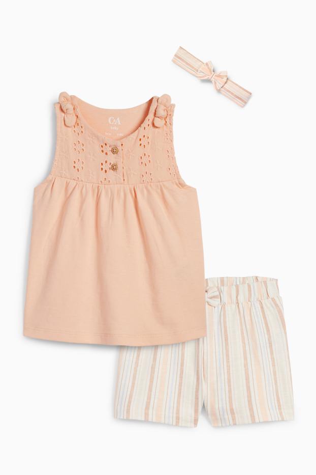 Baby Mädchen - Baby-Outfit - Broderie Anglaise - 3 teilig - rosa