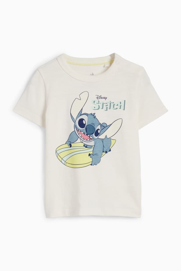 Bebeluși - băieți - Lilo & Stitch - tricou cu mânecă scurtă bebeluși - alb-crem