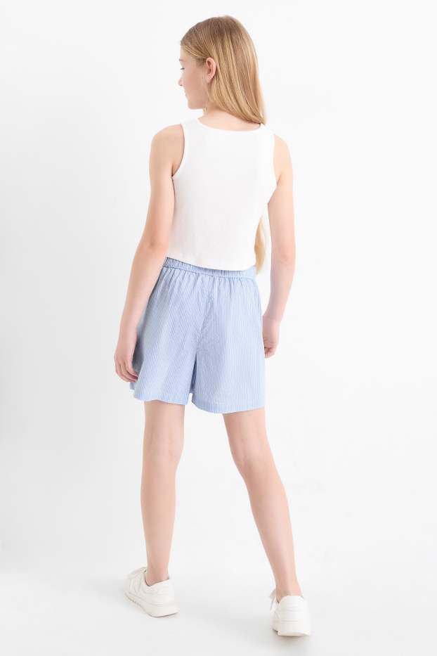 Enfants filles - Short - à rayures - blanc / bleu clair