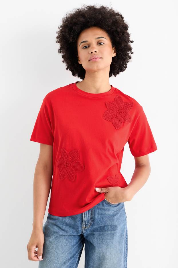 Damen - T-Shirt - Relaxed Fit - rot