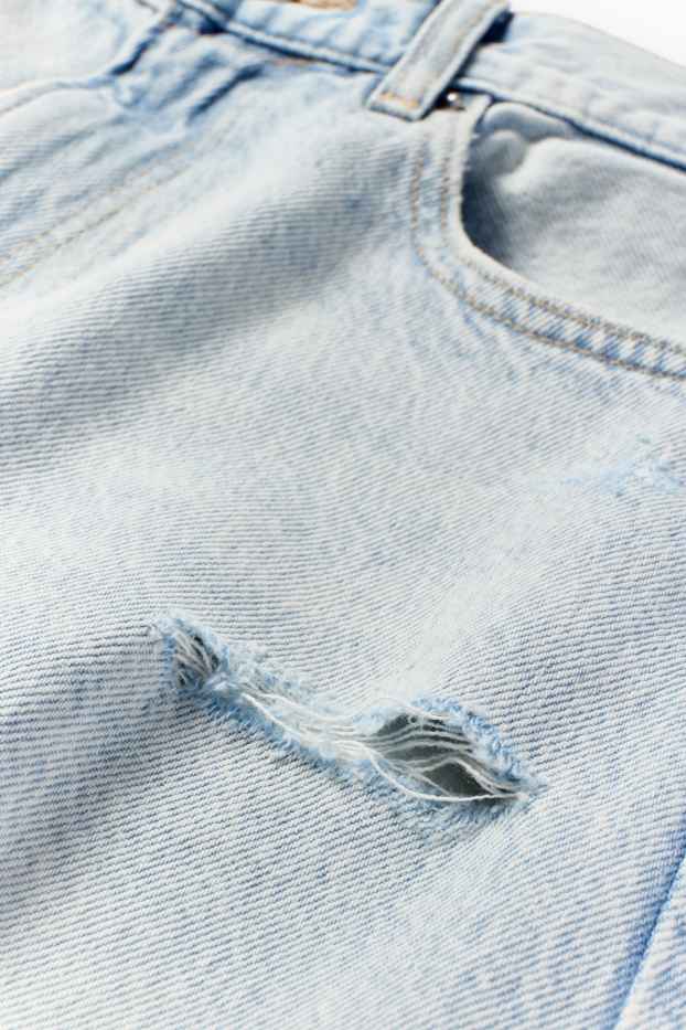 Dames - Korte spijkerbroek - high waist - jeanslichtblauw