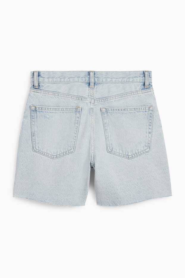 Dames - Korte spijkerbroek - high waist - jeanslichtblauw