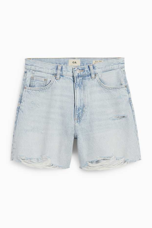 Dames - Korte spijkerbroek - high waist - jeanslichtblauw