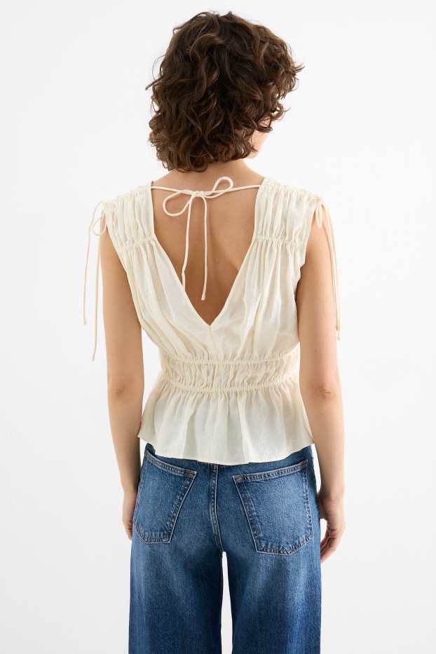 Dames - Blousetop - licht beige