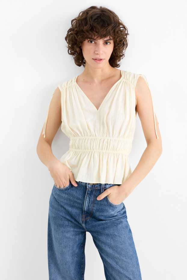 Dames - Blousetop - licht beige