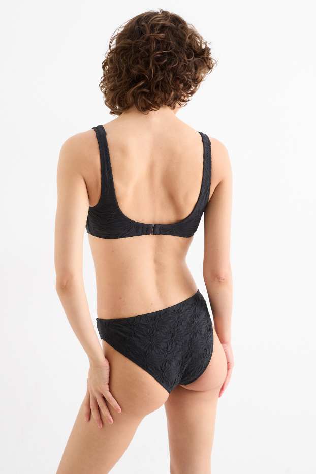 Donna - Slip bikini - vita media - LYCRA® XTRA LIFE™ - tessuto tramato - nero