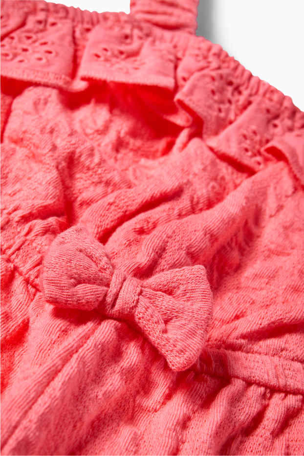 Bebés niñas - Mono para bebé - bordado inglés - con textura - rosa oscuro