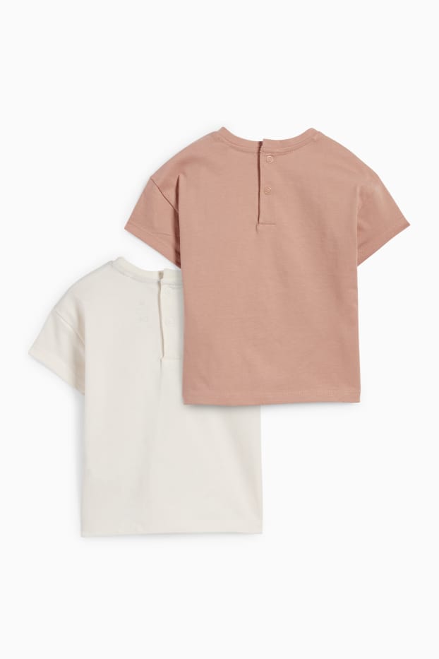 Bebés niñas - Pack de 2 - Disney - camisetas de manga corta para bebé - beis