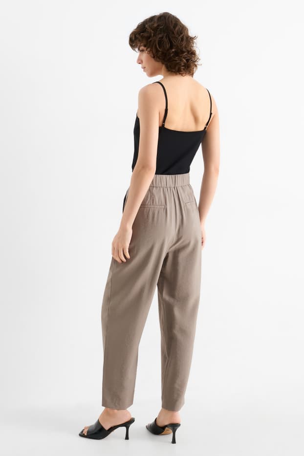 Damen - Business-Hose - High Waist - Loose Fit - grau