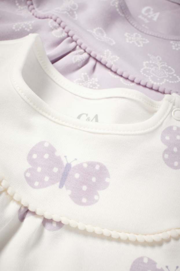 Bebeluși - fete - Multipack 2 buc. - floricele - pijama salopetă bebeluși - violet