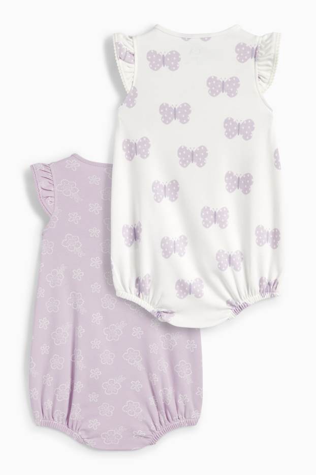 Bebeluși - fete - Multipack 2 buc. - floricele - pijama salopetă bebeluși - violet