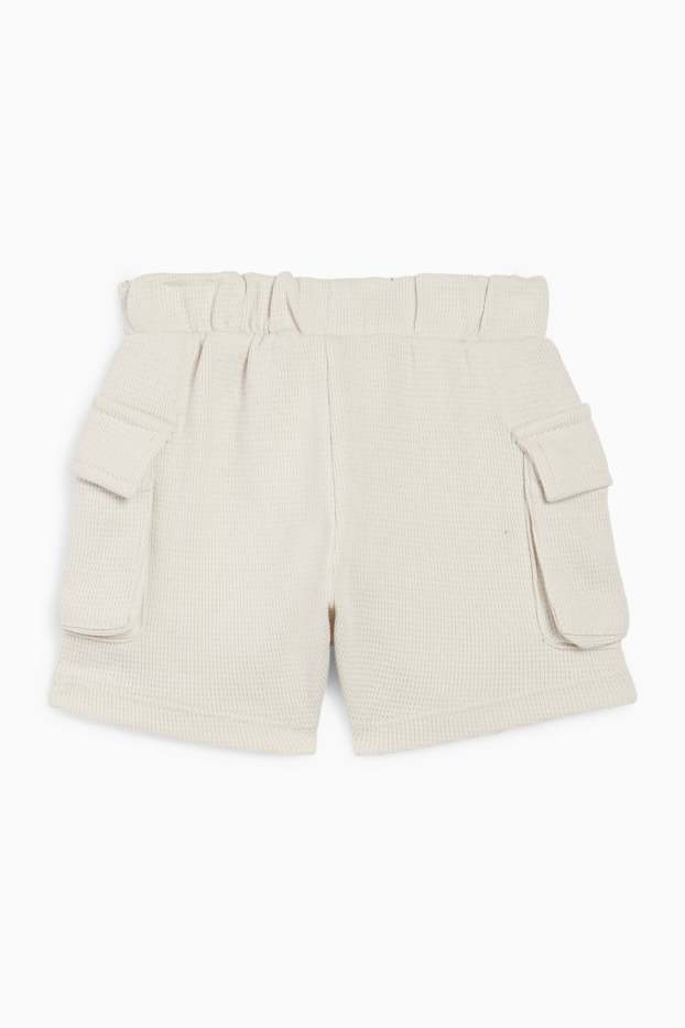 Baby: jongens - Babycargoshort - met structuur - beige