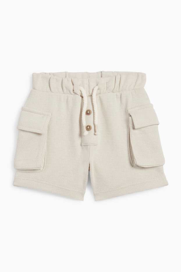 Baby: jongens - Babycargoshort - met structuur - beige
