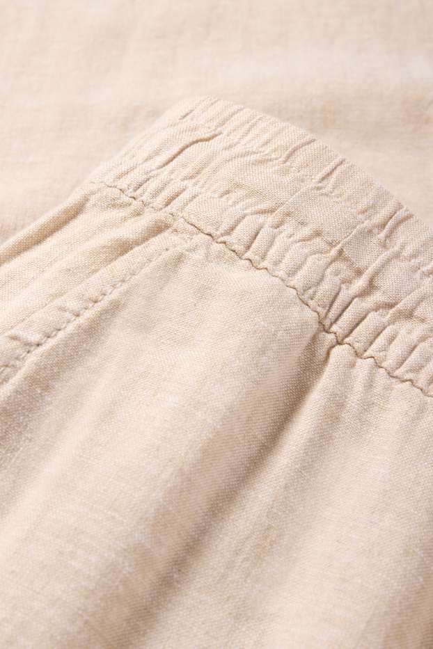 Femmes - Pantalon de toile - mid waist - wide leg - lin mélangé - beige clair