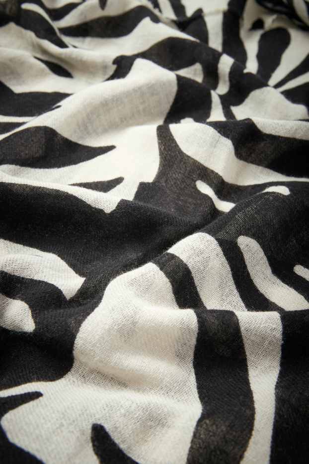 Femei - Șal cu conținut de in - cu model - negru / nej