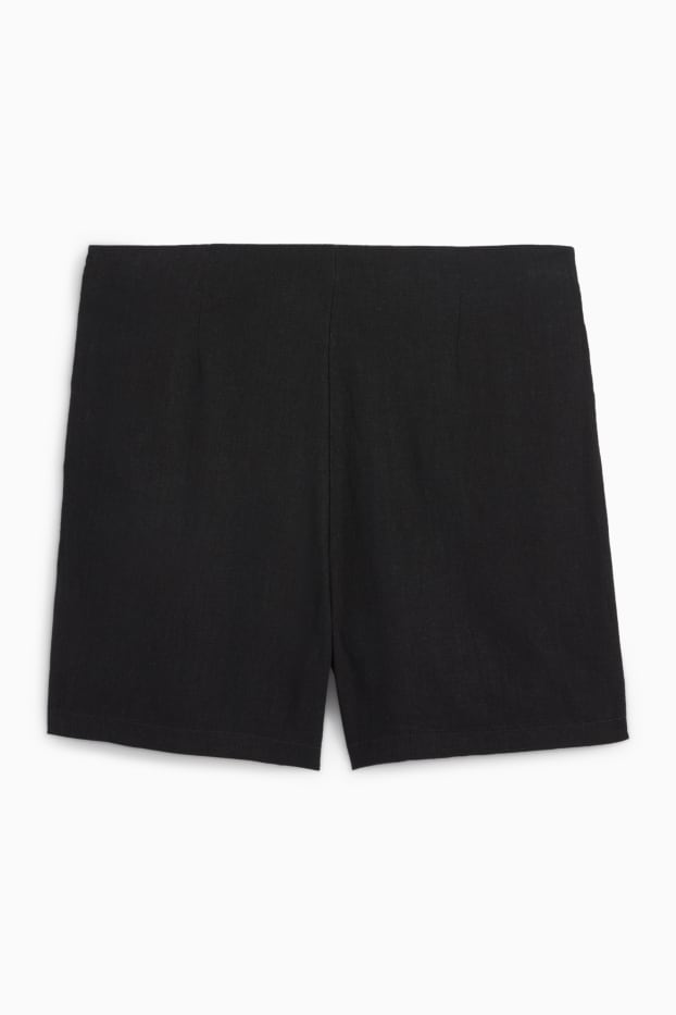 Damen - Skort mit Leinen-Anteil - schwarz