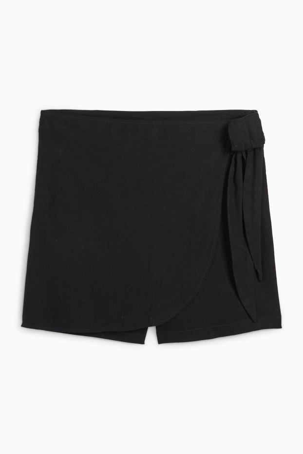 Damen - Skort mit Leinen-Anteil - schwarz