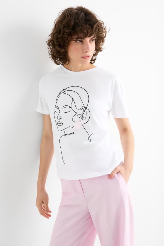 Femmes - T-shirt - regular fit - blanc