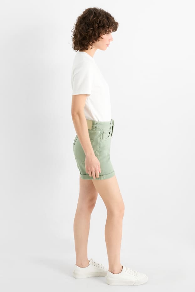 Dames - Mom short - high waist - lichtgroen