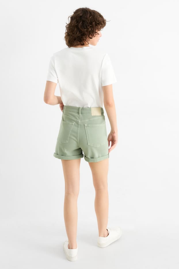 Dames - Mom short - high waist - lichtgroen