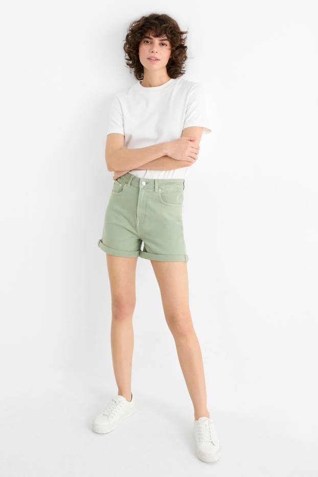 Dames - Mom short - high waist - lichtgroen