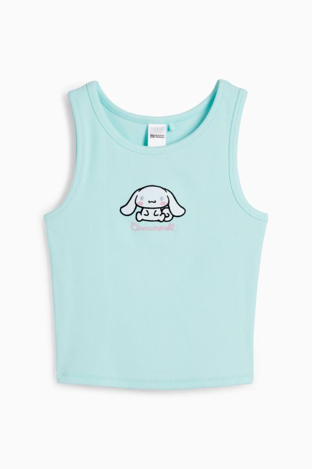 Children Girls - Cinnamoroll - top - ribbed - turquoise
