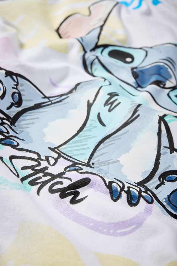 Kinder Mädchen - Lilo & Stitch - Kurzarmshirt - geblümt - weiss