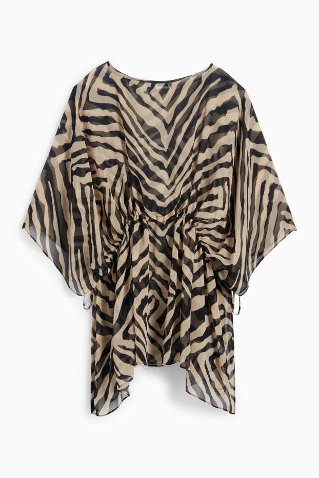 Femmes - Cafetan - à motif - noir / beige